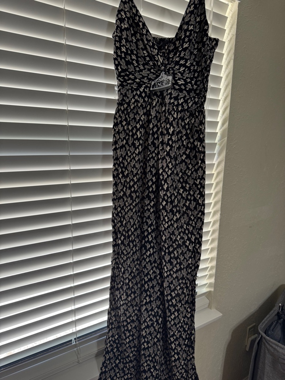 Angie Black Dress with Cream Cactus Print